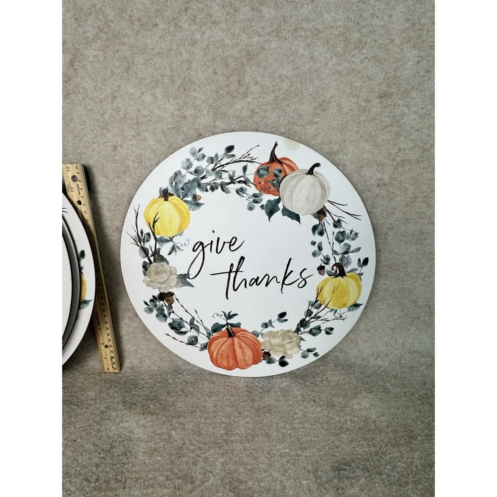SET OF 4 HARD ROUND PLACEMATS W/CORK BACK(14